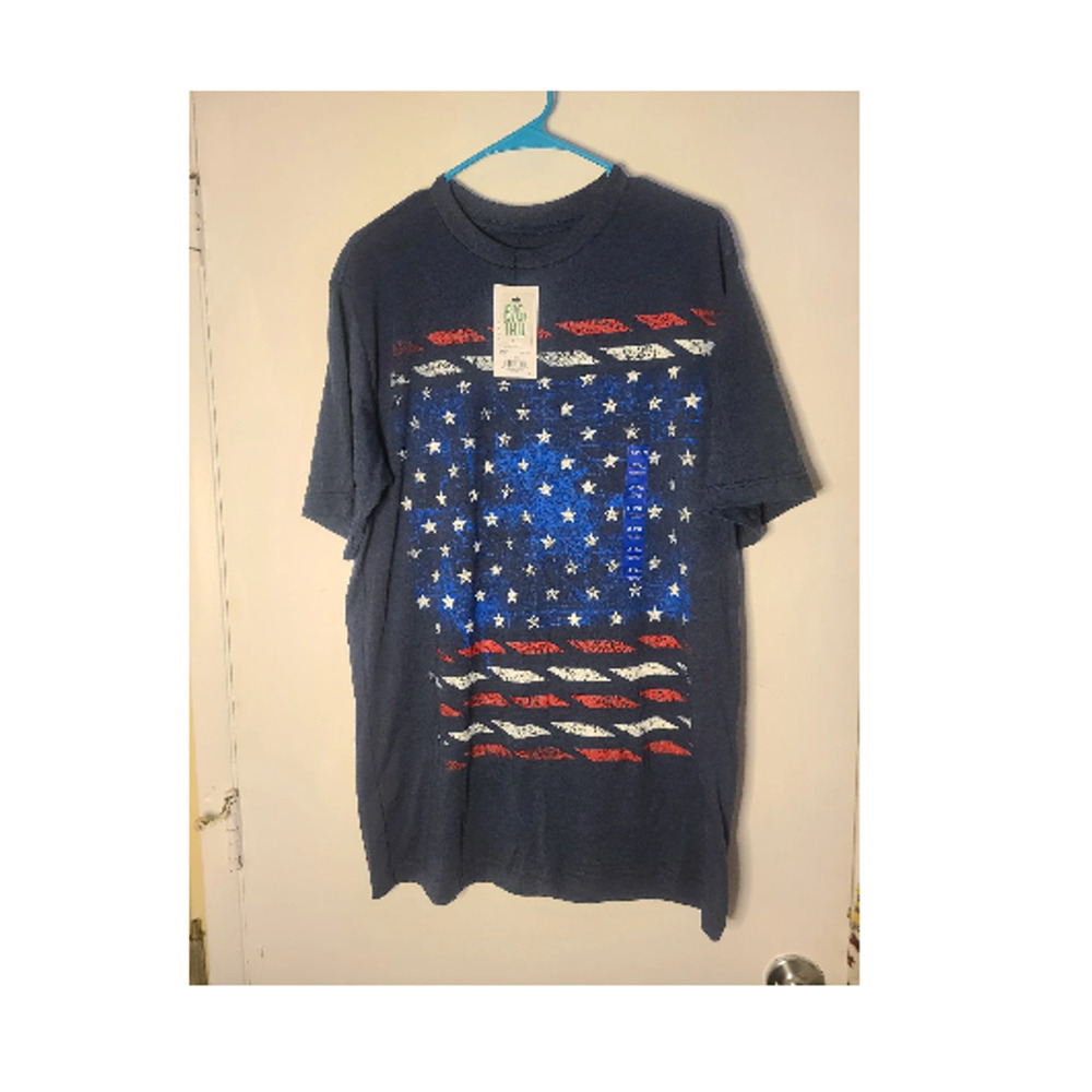 New T-SHIRT WITH TAG American Flag Print Big&tall Size L